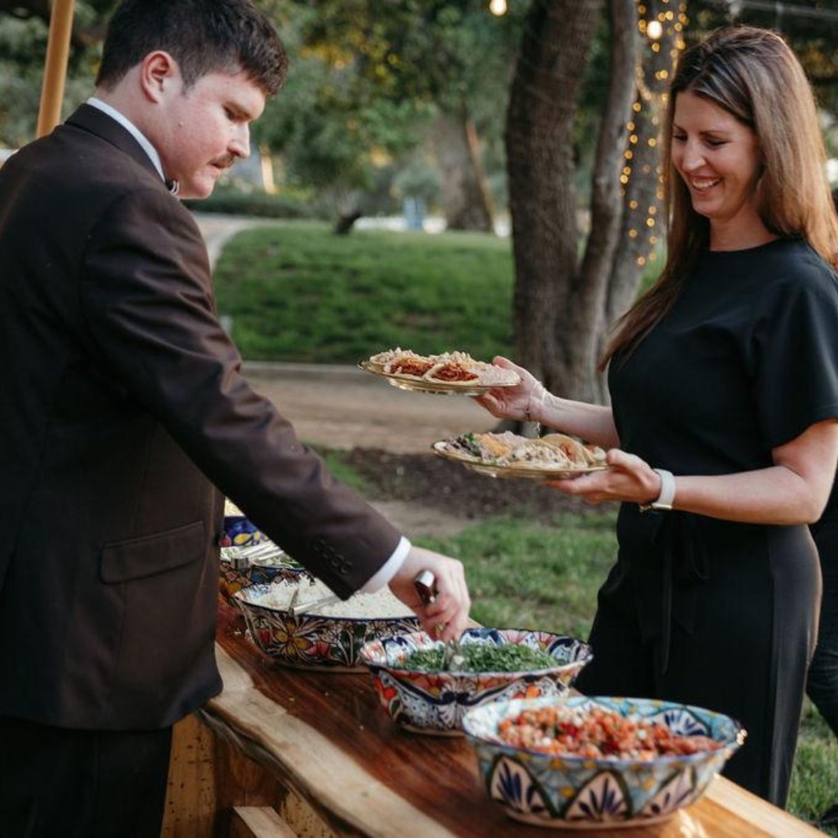 Taqueros catering buffet line